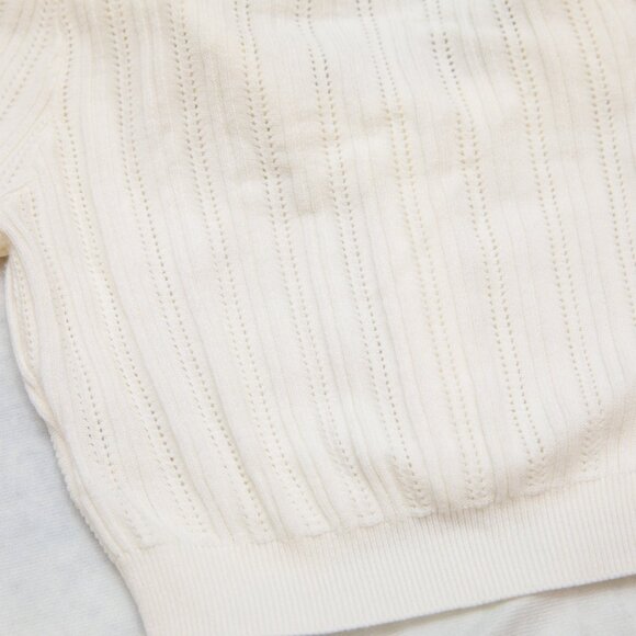 For Love & Lemons XS Camille Pointelle Knit Ruffle Crop Cardigan Top Sweater - Picture 12 of 16